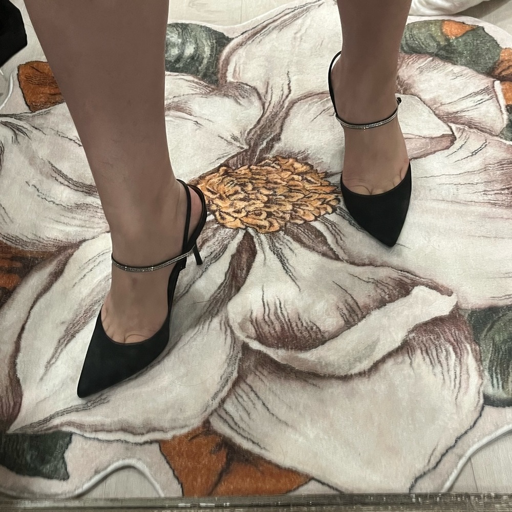 Sergio Rossi Crystal strap satin heels